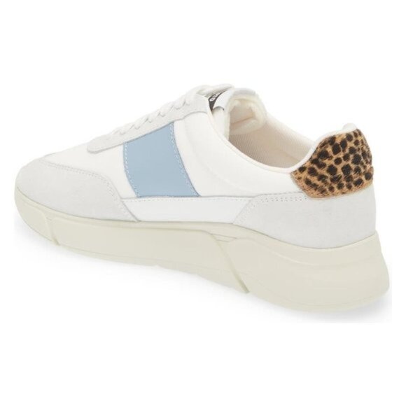 Axel Arigato Genesis Low Top Sneaker in White/Dusty Blue/Leopard - Picture 3 of 9